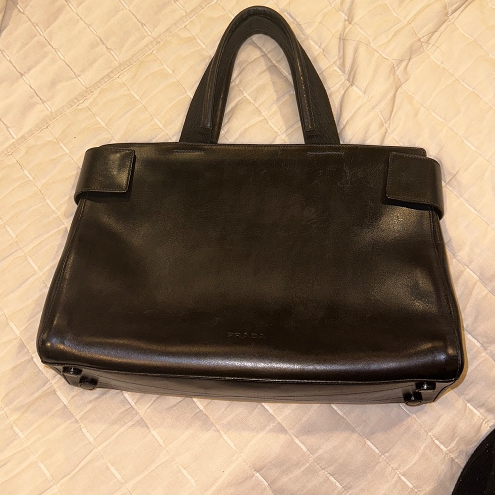 Authentic PRADA Leather Nappa Tote Bag Black